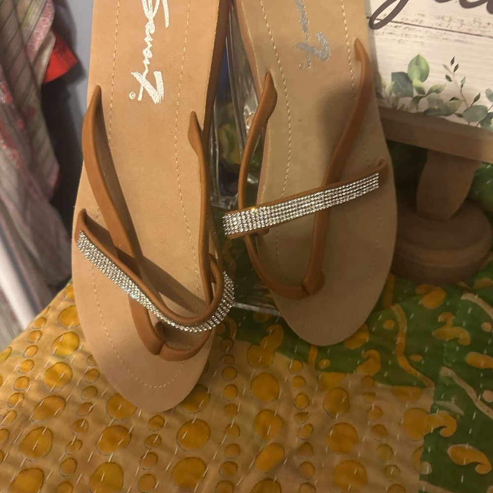 Seven7 Tan and Silver Women's Sandals